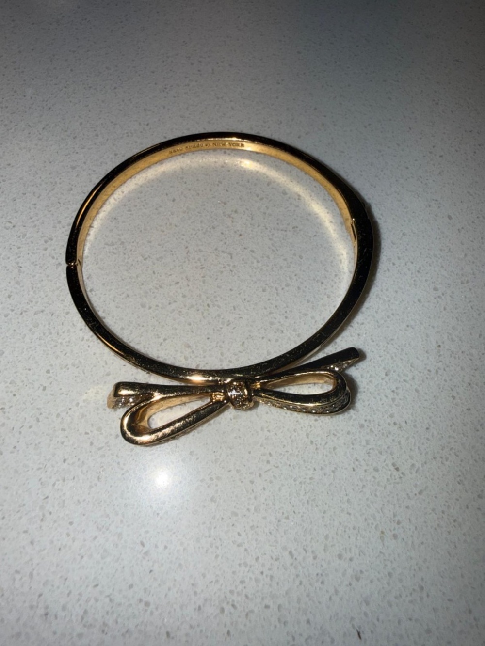Kate Spade Gold Plated Love Notes Hinged Bangle Bracelet Locking Clasp with bag - Picture 4 of 7
